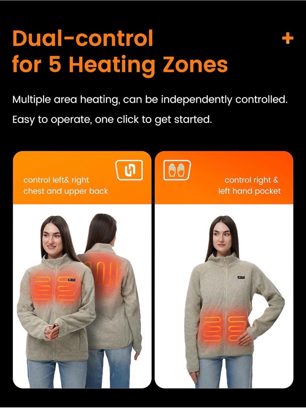 Heated Smart Jacket - Gray Electric Heated Wearable with Dual Control